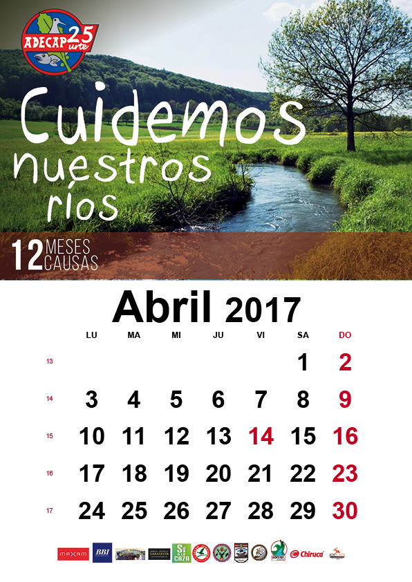 Calendario benéfico Adecap – Abril: «Cuidemos nuestros ríos»