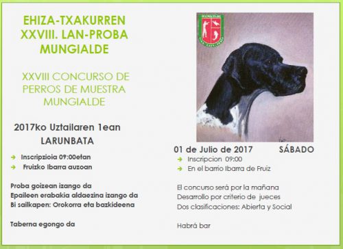 Próximo sábado: XXVIII Concurso de perros de muestra Mungialde