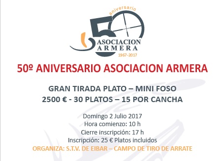 Domingo 2 de julio: Tirada Gran Premio 50º Aniversario Asociación Armera en Arrate