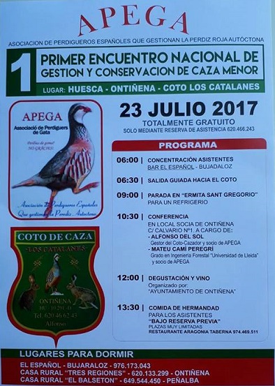 Huesca: 23-7-17 Primer encuentro de gestión y conservación de caza menor APEGA