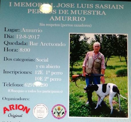 Alava: 12 de agosto Memorial JL Sasiain de perros de muestra en Amurrio