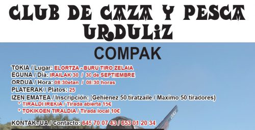 Bizkaia: 30 de setiembre Tirada de Compak en Urduliz