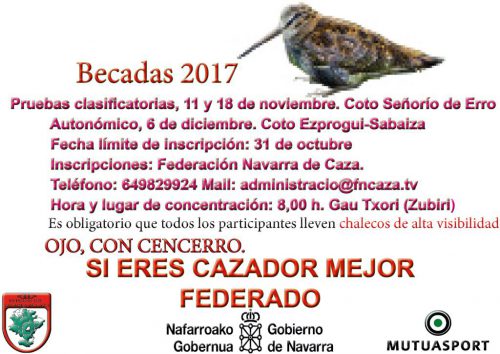 Navarra: 11 y 18 de noviembre clasificatorias Campeonato de Becadas