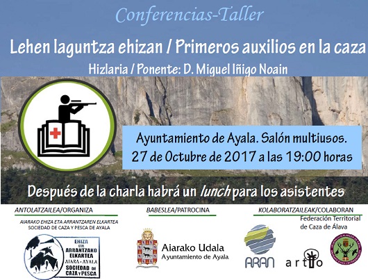 Alava: Este viernes conferencia Primeros Auxilios en la caza en Aiala