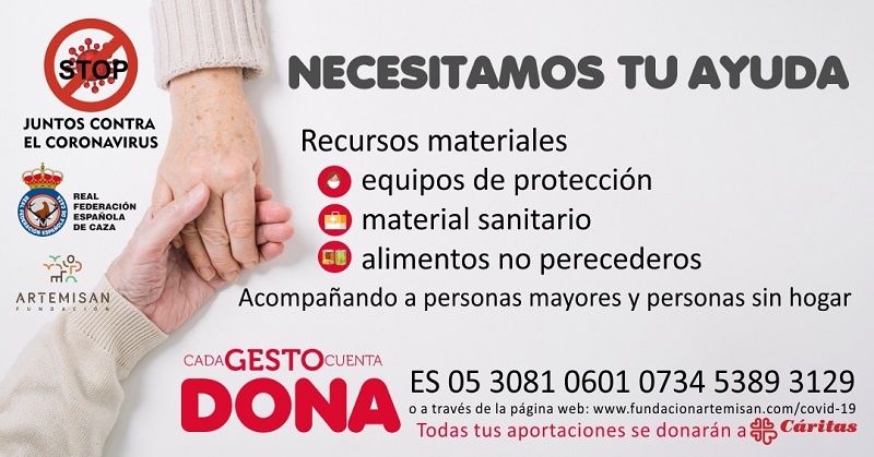 La campaña de recogida de fondos de la Federación Española de Caza y Fundación  Artemisan  supera los 30.000 euros