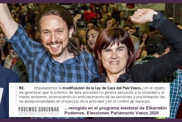 Elecciones Vascas. Podemos propone endurecer las sanciones a la caza y sugiere  que su práctica genera perjuicios a la sociedad y al medio ambiente