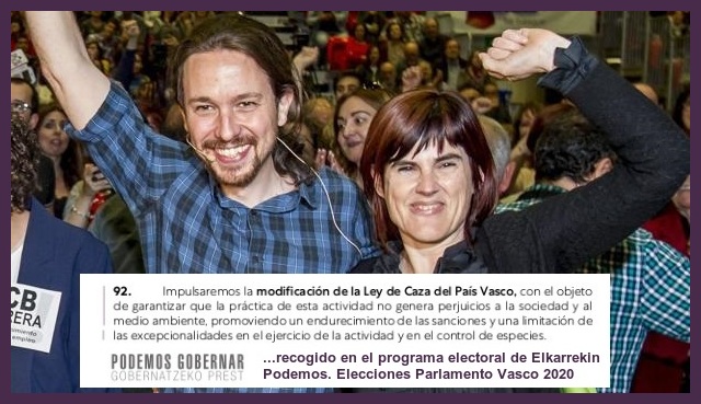 Elecciones Vascas. Podemos propone endurecer las sanciones a la caza y sugiere  que su práctica genera perjuicios a la sociedad y al medio ambiente