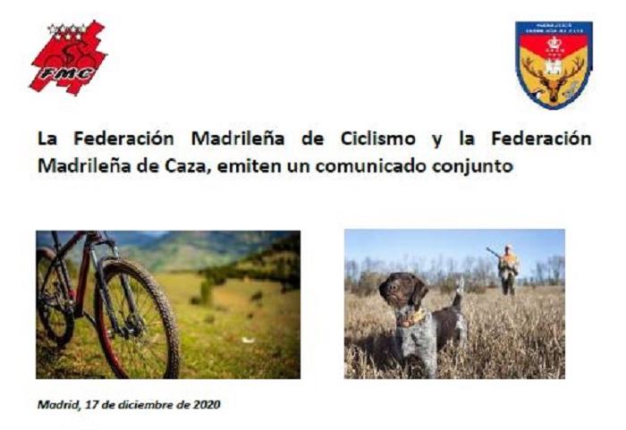 Las Federaciones Madrileñas de Ciclismo y de Caza emiten un comunicado para compartir el malestar suscitado por la anulación de la Ruta de las Dehesas y la criminalización del colectivo cazador