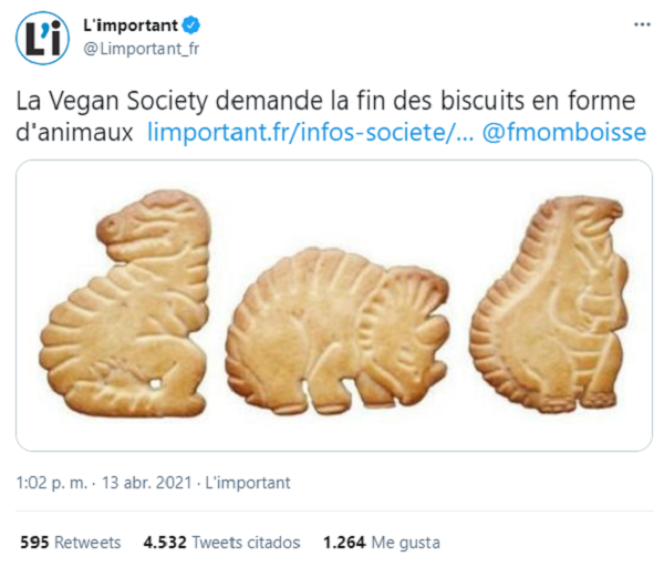 Organización vegana en Francia exige que se retiren del mercado las galletas de animalitos