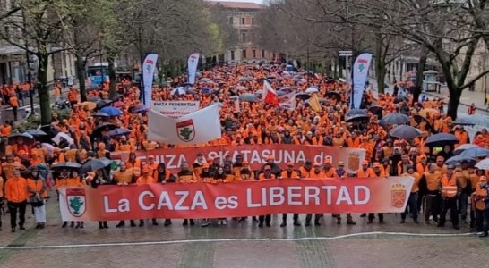 Multitudinaria manifestacion de cazadores en Pamplona