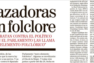 ‘Cazadoras sin folclore’, publicado por Jaime Lázaro en Crónica, de El Mundo, II Premio de Periodismo Mundo Rural